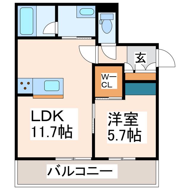 CARREFOUR菊陽(1LDK/3階)の間取り写真