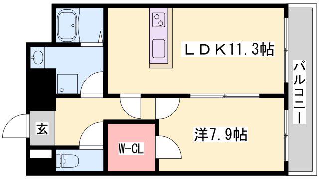 CAPITAL.I姫路(1LDK/9階)の間取り写真