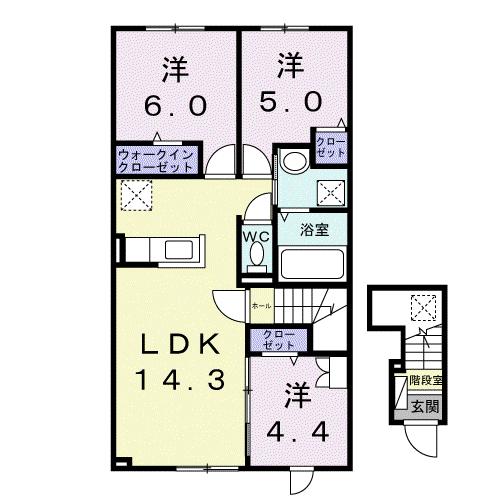 ひまわりV(3LDK/2階)の間取り写真