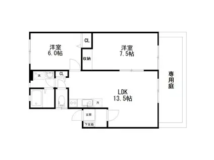 グランブリーズ(2LDK/1階)の間取り写真