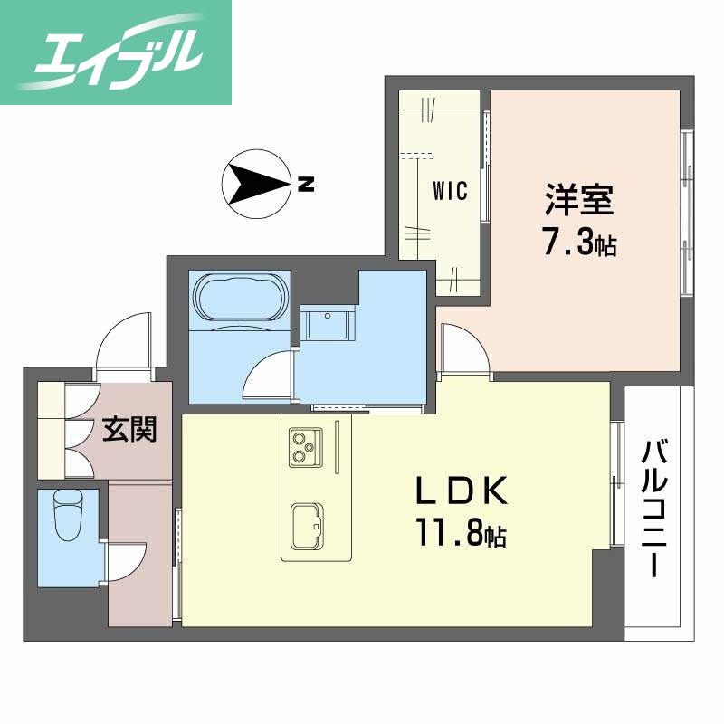 JR山陽本線 岡山駅 徒歩10分 2階建 新築(1LDK/2階)の間取り写真