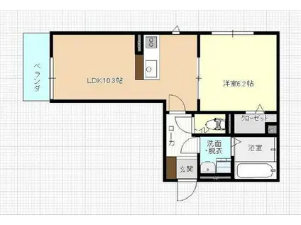 ル・シェル中庄I(1LDK/1階)の間取り写真