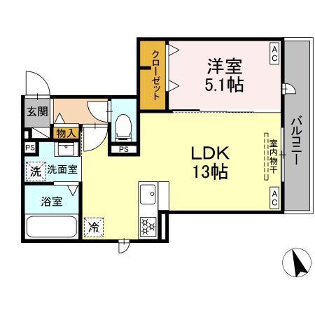 SUN HILLS三組(1LDK/2階)の間取り写真