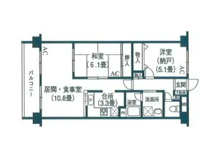 ヴェルドミール玉川(2LDK/2階)の間取り写真
