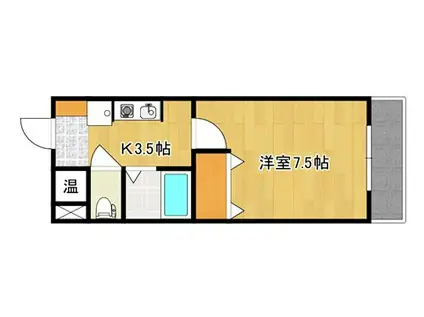 ルームス禅(1K/2階)の間取り写真