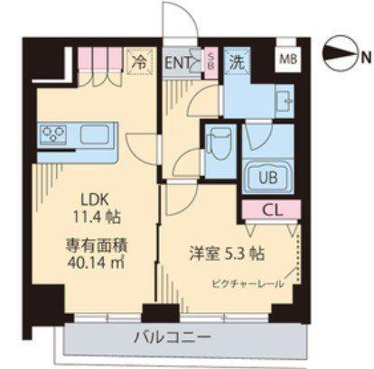 レガリア新中野(1LDK/9階)の間取り写真