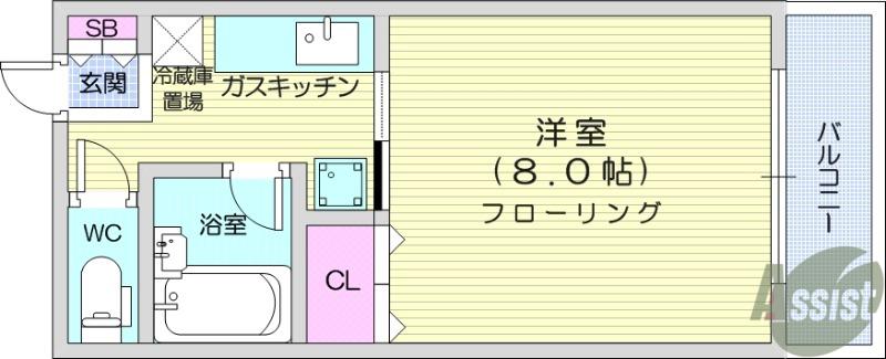 サンハイツ上杉(1K/2階)の間取り写真