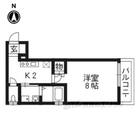 阪急京都線 西院駅(阪急) 徒歩2分 3階建 築21年(1K/1階)の間取り写真