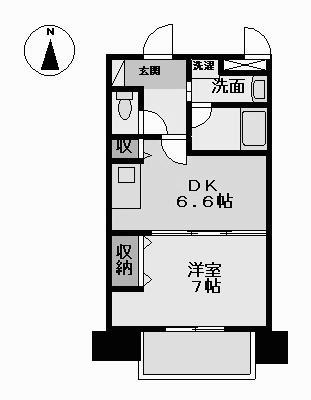 レーベスト志賀本通(1DK/10階)の間取り写真