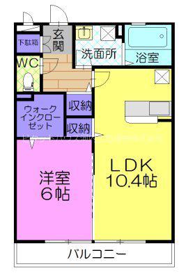 コネサンス(1LDK/3階)の間取り写真