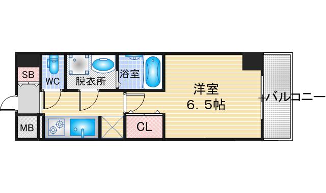 S-RESIDENCE名駅北ALESIA(1K/9階)の間取り写真