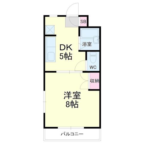 プランナール(1DK/4階)の間取り写真