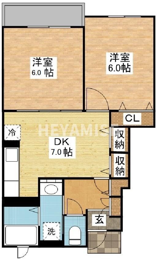 ラダーリーフ(2DK/1階)の間取り写真