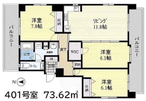 DELCCS東高円寺(3LDK/8階)の間取り写真