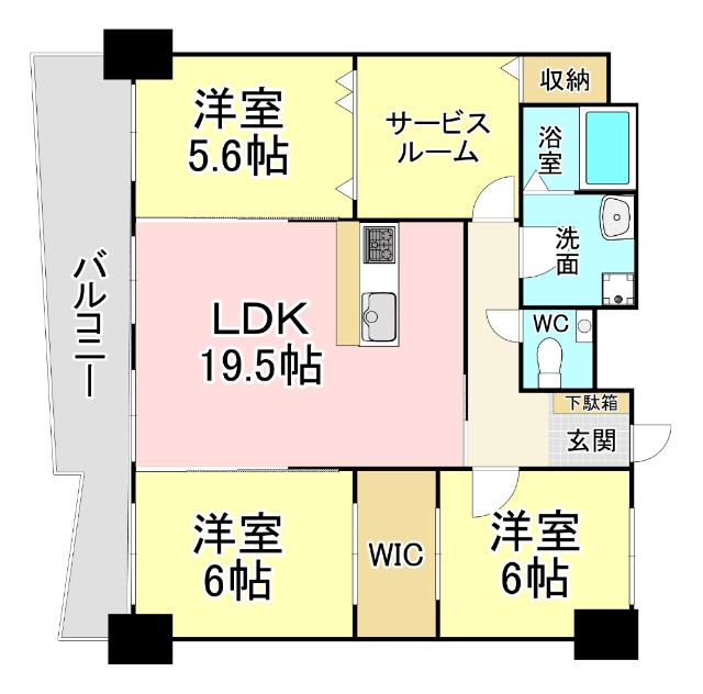 S-FORT小倉(3SLDK/15階)の間取り写真