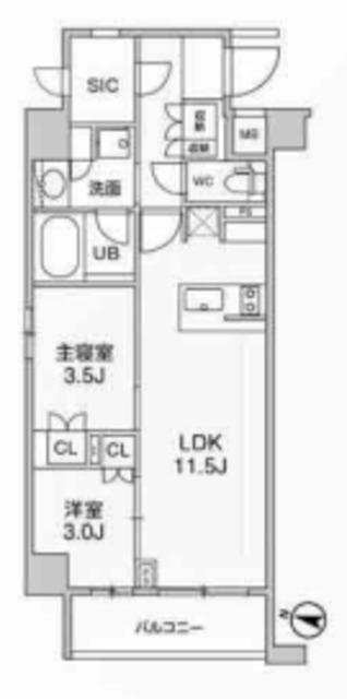 アリビス綾瀬(2LDK/5階)の間取り写真