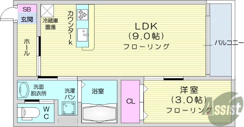 サン・ヒルズ(1LDK/2階)の間取り写真