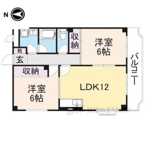 メルヴェール昆陽(2LDK/4階)の間取り写真