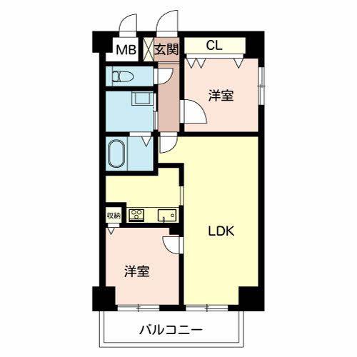 グリュックメゾン西大寺(2LDK/3階)の間取り写真