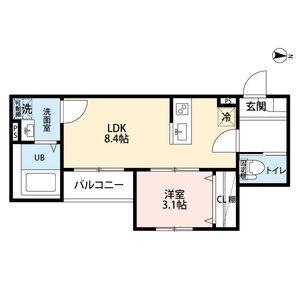 CRASTINE東味鋺3丁目II(1LDK/2階)の間取り写真