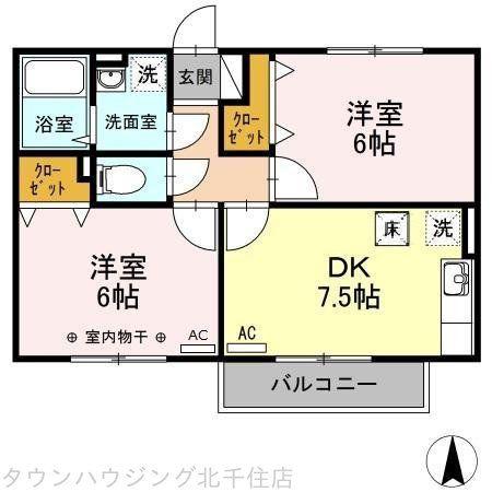 メゾン プリメーロ(2DK/1階)の間取り写真
