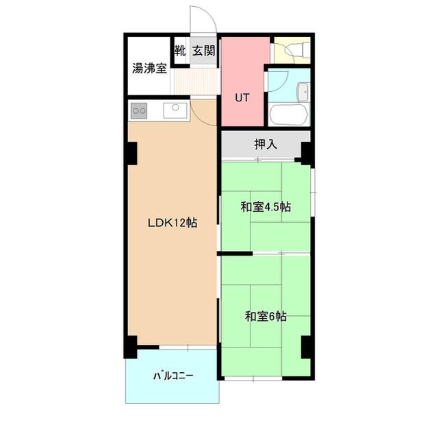 中の島1-3マンション(2LDK/5階)の間取り写真
