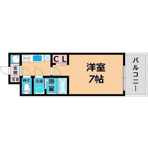クレアート大阪トゥールビヨン(1K/9階)の間取り写真