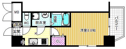 エスリード福島第5(1K/14階)の間取り写真