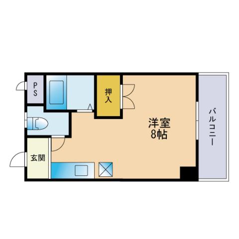 姪浜キドビル(1K/3階)の間取り写真