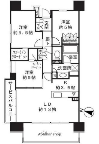 クリオレジダンス横浜新杉田(3LDK/7階)の間取り写真