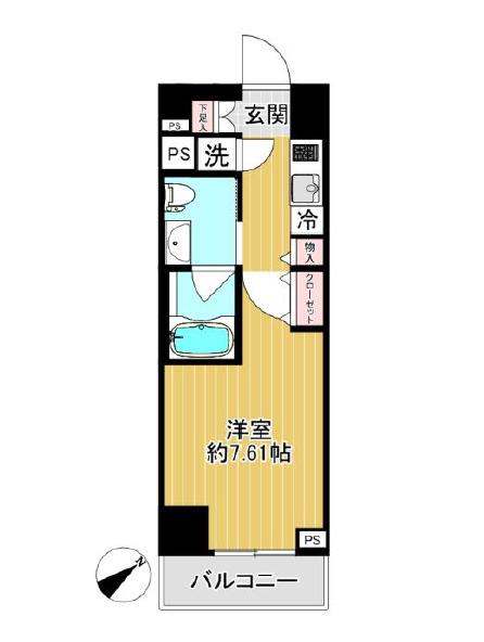 ドルチェ東京押上ツインズ壱番館(1K/6階)の間取り写真