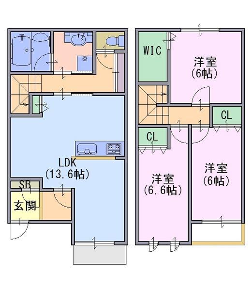リアンファミリアル2棟(3LDK/1階)の間取り写真