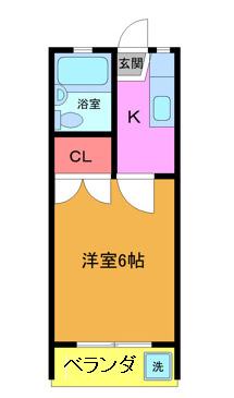メゾンティファニー(1K/2階)の間取り写真