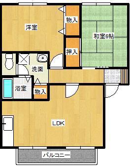 ボナールみのり B(2LDK/1階)の間取り写真