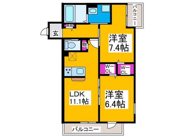 CONFORT YAMATO(2LDK/2階)の間取り写真