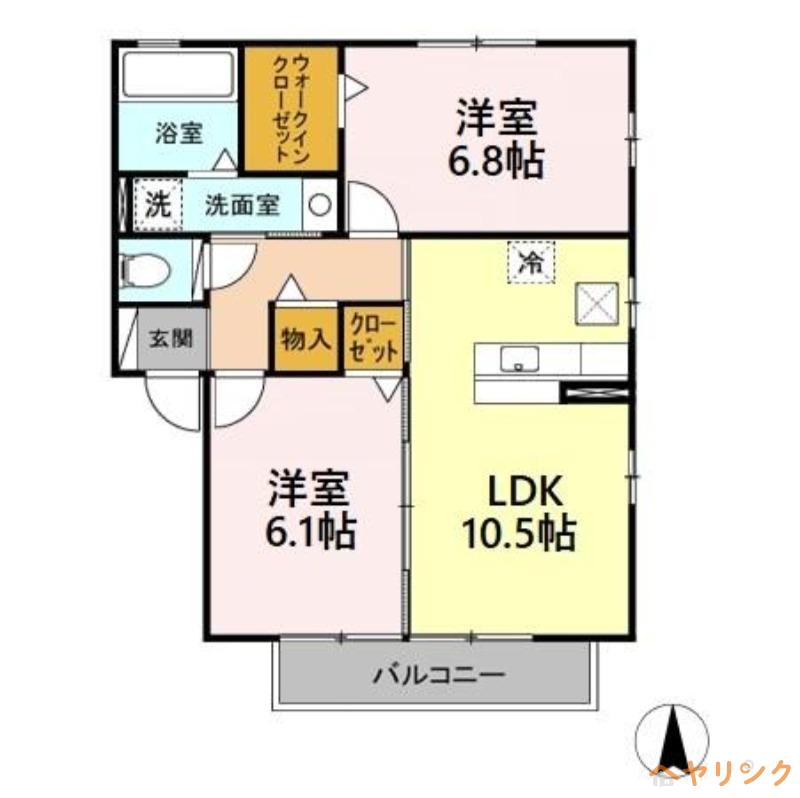 メゾンゆうち(2LDK/1階)の間取り写真