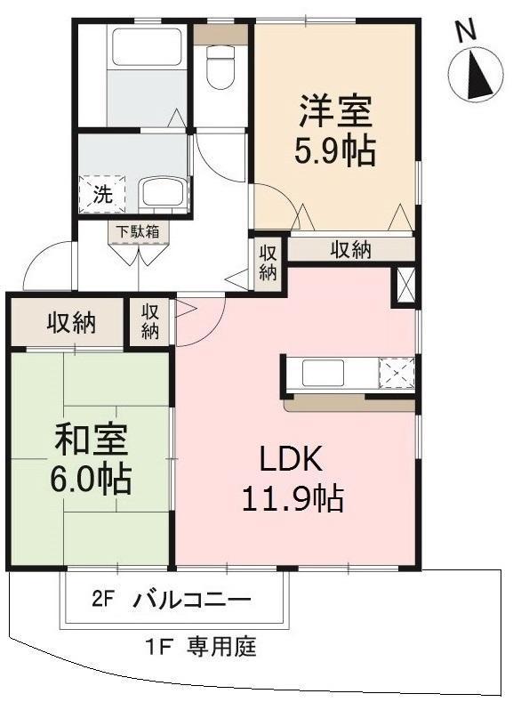 フォブールマルサンA・B・C(2LDK/1階)の間取り写真