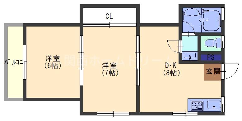 梶町マンション(2DK/3階)の間取り写真