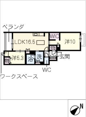 プルメリア(2LDK/4階)の間取り写真