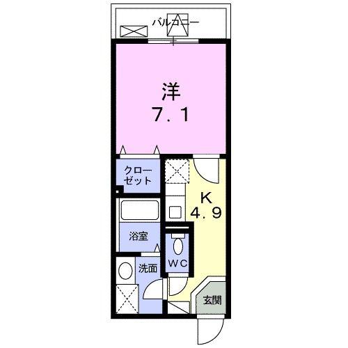エテルノ河原町(1K/2階)の間取り写真