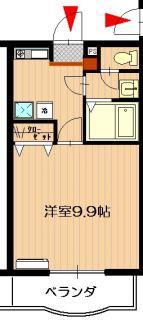 イリデU(1K/1階)の間取り写真