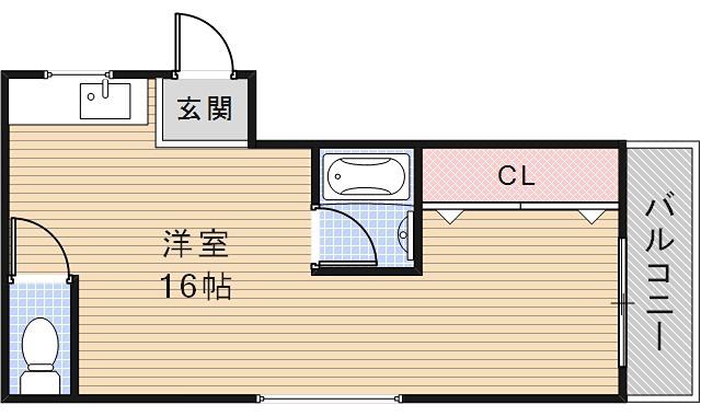 桜木マンション(ワンルーム/2階)の間取り写真