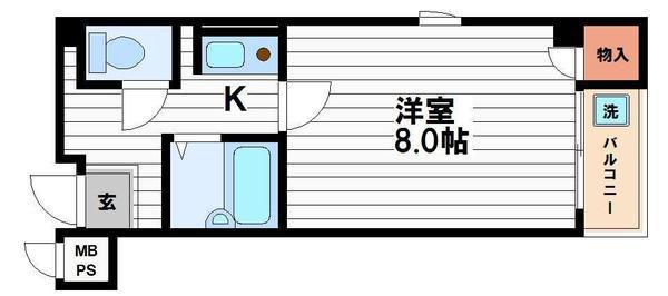 ラピス天満橋(1K/8階)の間取り写真