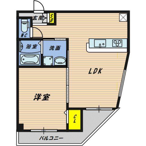 Αコート(1LDK/3階)の間取り写真
