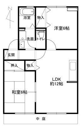 プレステージ芦屋A棟(2LDK/1階)の間取り写真