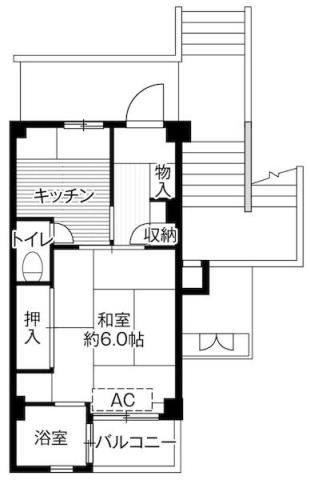 ビレッジハウス鎌倉4号棟(1K/4階)の間取り写真