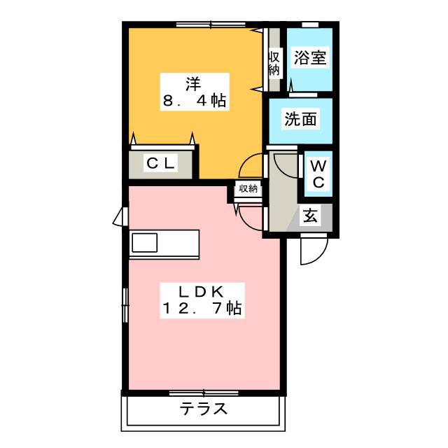 ウエストヒルズ(1LDK/1階)の間取り写真