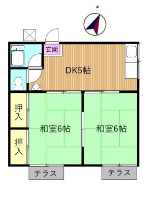 片野コーポ(2DK/1階)の間取り写真
