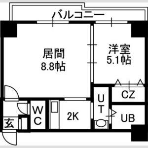 WILL DO北24条(1LDK/9階)の間取り写真