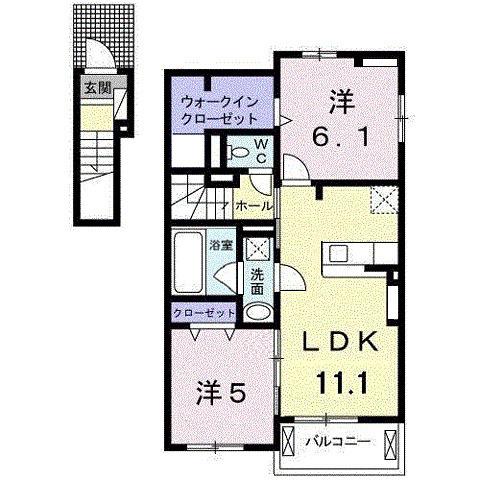 ジャンティ C(2LDK/2階)の間取り写真